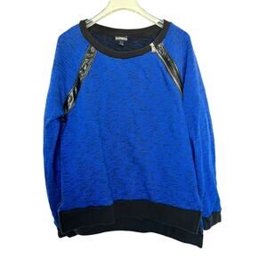 Express  Blue Faux Leather Zip Hi-Lo Hem Alt Femme Top Sz Small